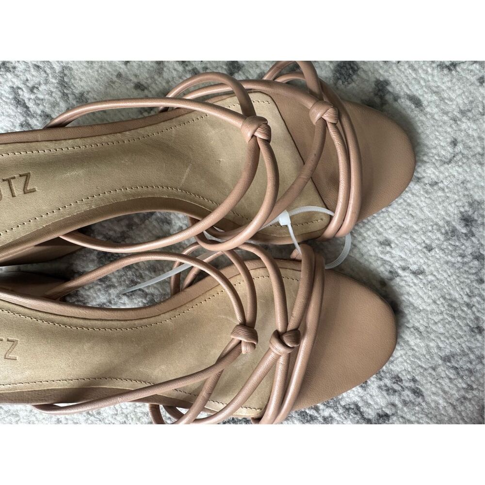Nude Strappy Block Heel Slide Sandals - Picture 7 of 9